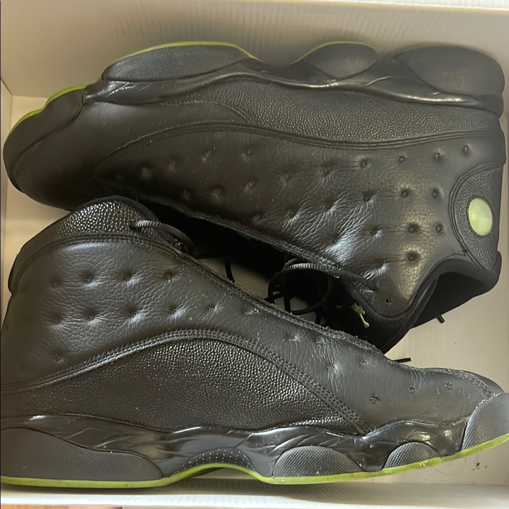 Jordan Black and Green High-Top Sneakers